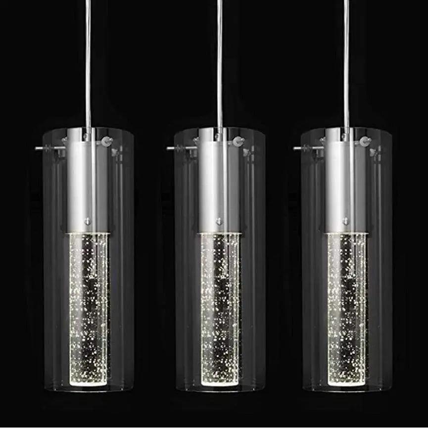 huong son Bubble Glass Pendant Lights Sand-Nickel Brushed, Mini Cylinder Pendant Light Fixture with Glass Shade, Indoor Pendant Lighting Adjustable Length, GU10 4000K LED Bulb Included, 3 Pack by Selzalot