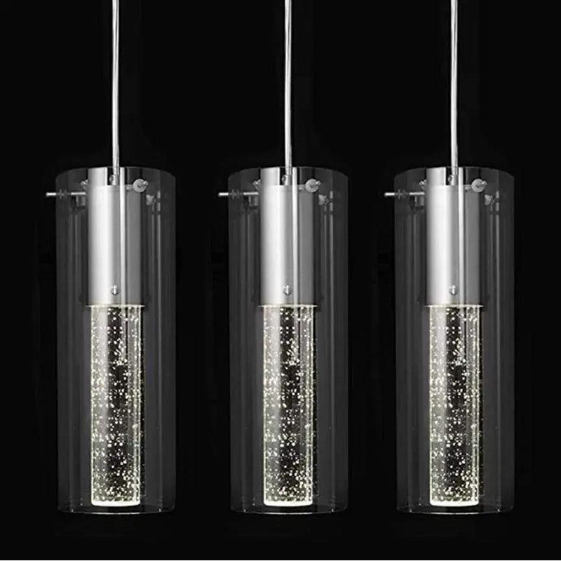 huong son Bubble Glass Pendant Lights Sand-Nickel Brushed, Mini Cylinder Pendant Light Fixture with Glass Shade, Indoor Pendant Lighting Adjustable Length, GU10 4000K LED Bulb Included, 3 Pack by Selzalot