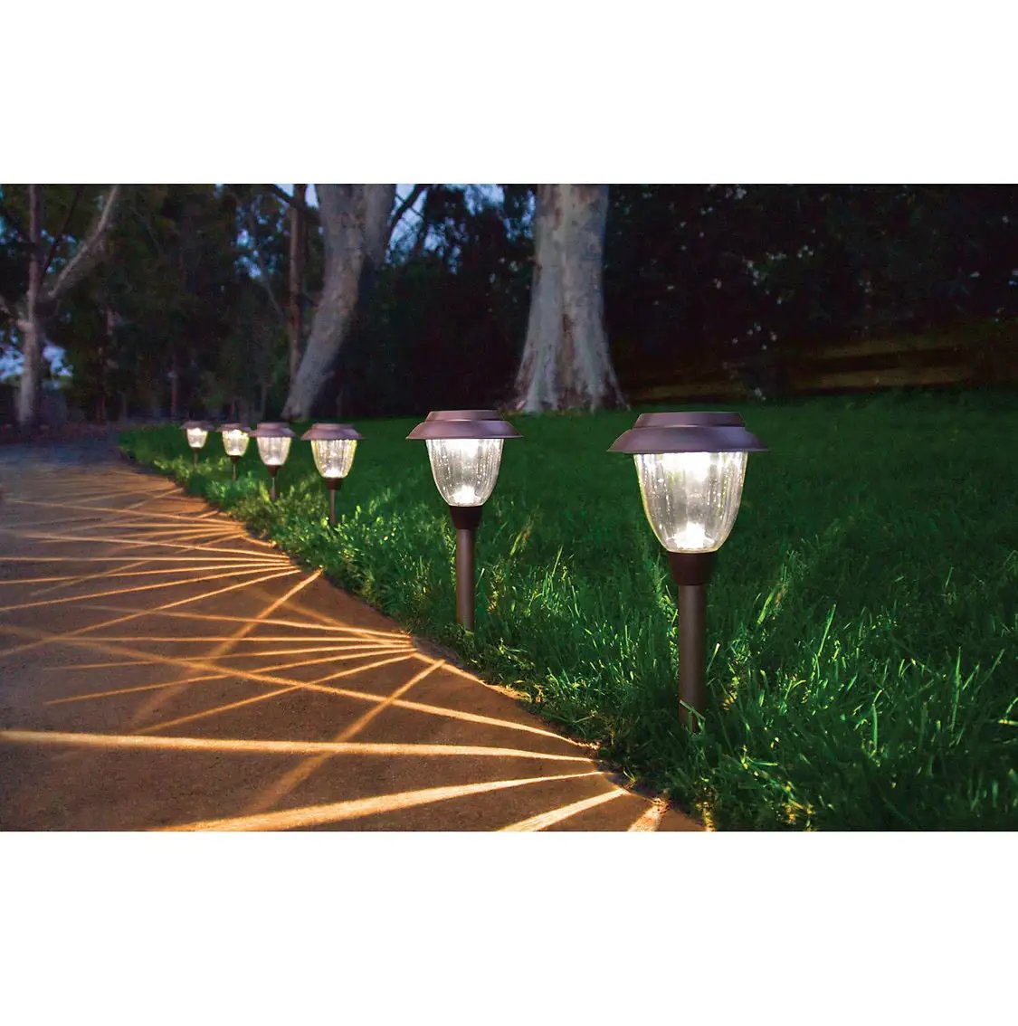 High-End Solar LED Pathway Lights Glass And Stainless Steel (10-Pack) by Outdoor Solar Outlet