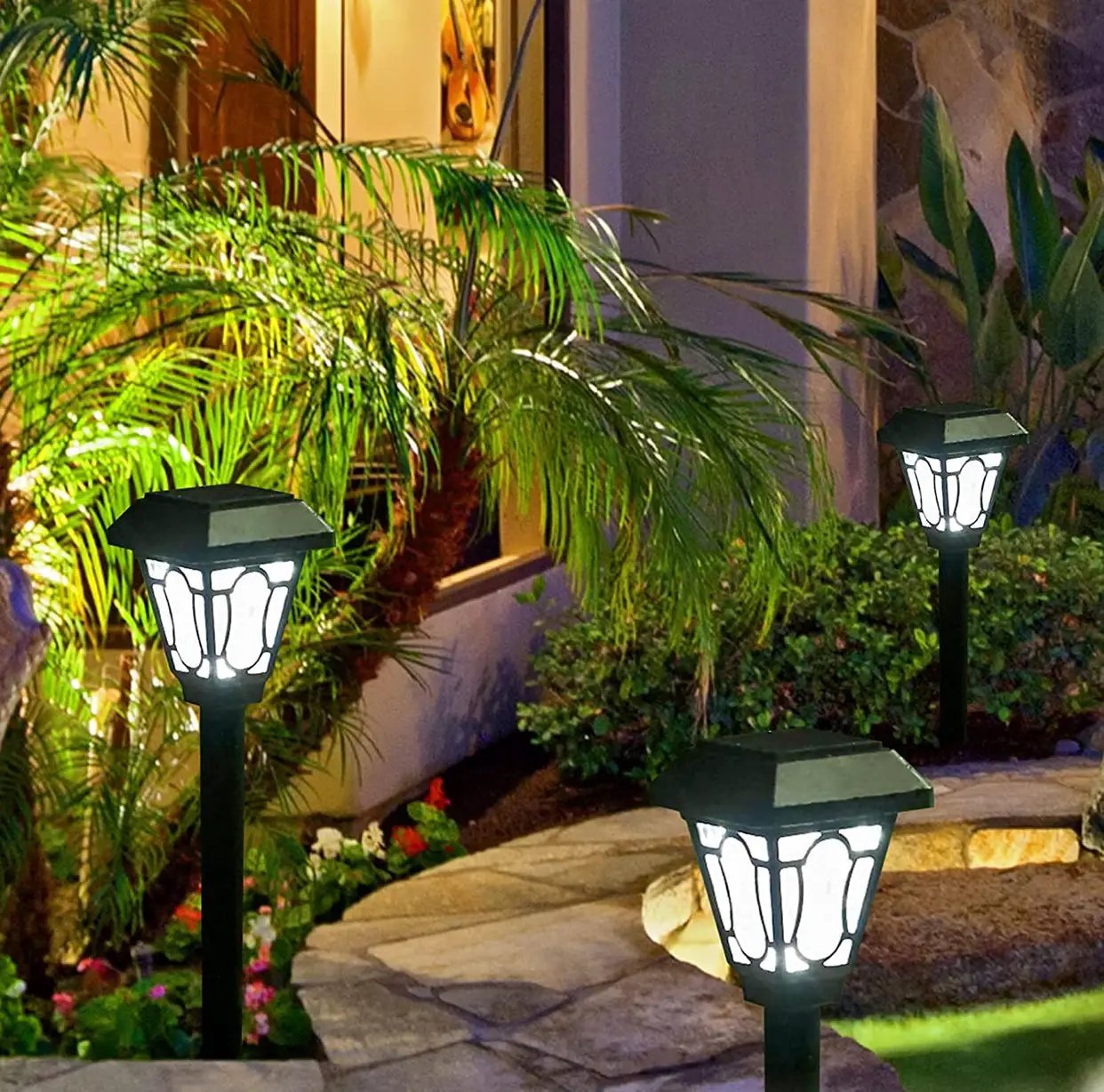 LAMTREE 48 Pack Solar Lights , Waterproof Auto Solar LED Lighting (Cool White) by Outdoor Solar Outlet