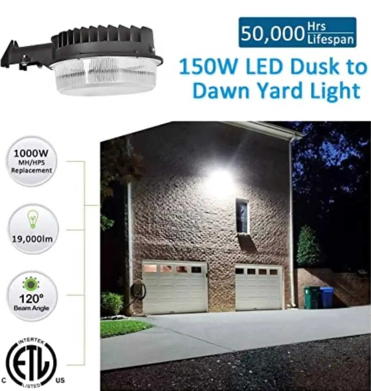 SmartYard LED Barn Light , 5000K Daylight 2000LM Dusk to Dawn LED Outdoor Yard Light with Photocell by Outdoor Solar Outlet
