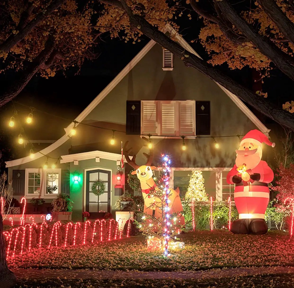 48 Ft Plug-In LED Outdoor String Lights Waterproof- Hanging, Dimmable 2W Vintage Edison Bulbs by Outdoor Solar Outlet