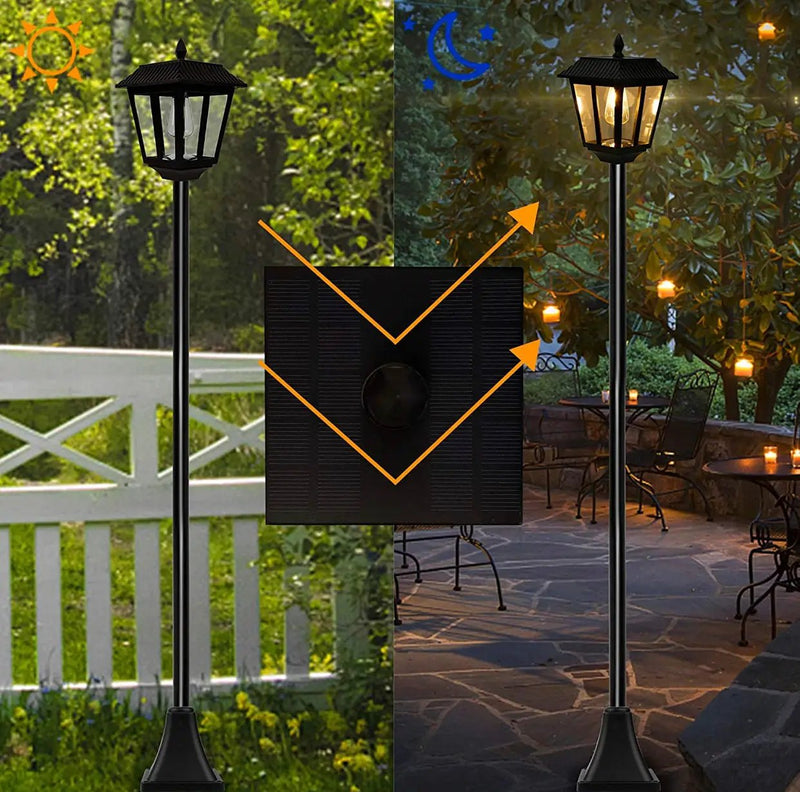 SmartYard 67 Inch Solar Lamp Post Lights, 100 Lumen Solar Powered Vintage Street Lights Outdoor, Warm White LED Edison Bulb Solar Post Light by Outdoor Solar Outlet