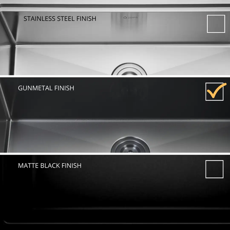 Zeek 33" Farmhouse Workstation Single Bowl Gunmetal Matte Black Kitchen Sink With Accessories PVD Nano Tech Coating ENZO ZA-B332 by ZEEK