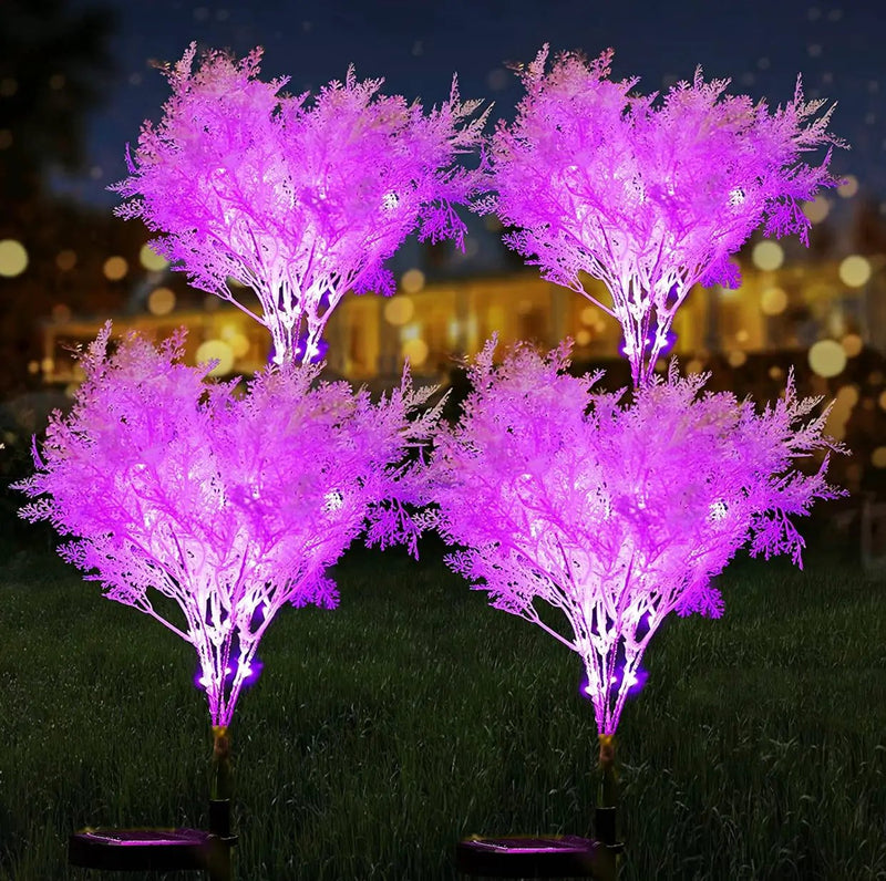 Solar Flowers Pink Rime Flower Design, Solar Powered Flowers Light Dusk to Dawn 2-Pack by Outdoor Solar Outlet