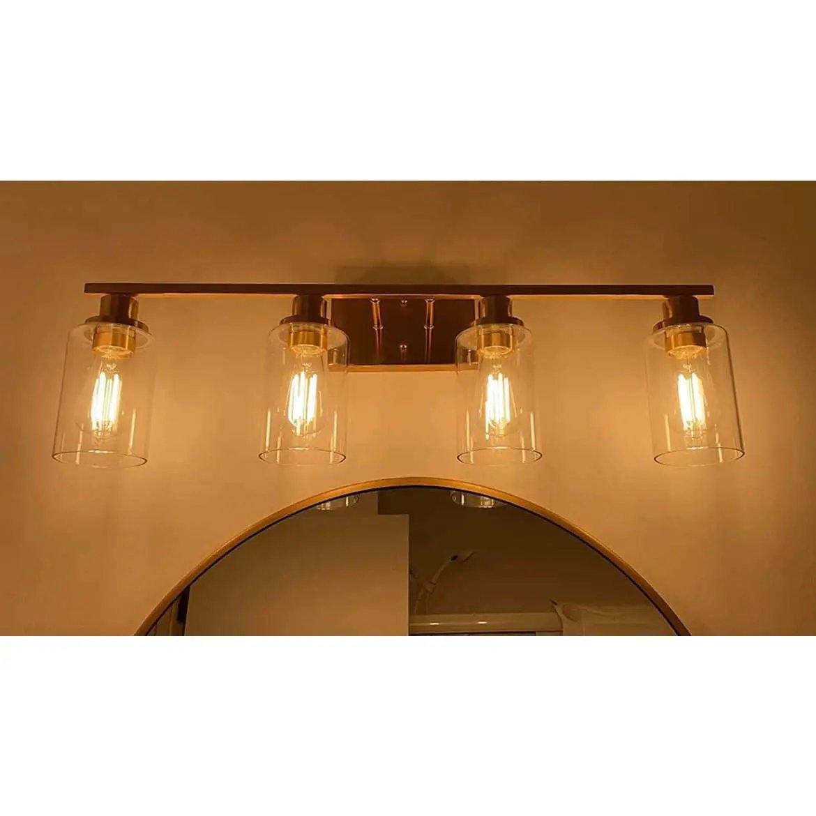 Vanity Lights Fixtures TULUCE 4 Light Bathroom Light Brass Gold Wall Light with Clear Glass Shade, Modern Bathroom Wall Sconce Lighting for Bath, Living Room, Bedroom, Stairs, Gallery, Restaurant by Selzalot