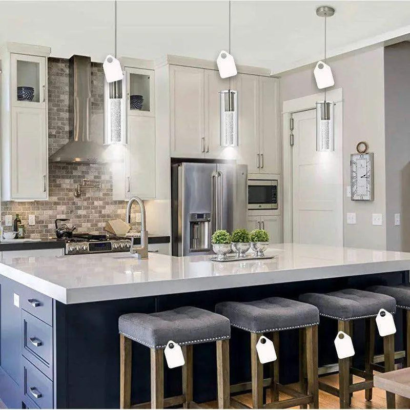 huong son Bubble Glass Pendant Lights Sand-Nickel Brushed, Mini Cylinder Pendant Light Fixture with Glass Shade, Indoor Pendant Lighting Adjustable Length, GU10 4000K LED Bulb Included, 3 Pack by Selzalot