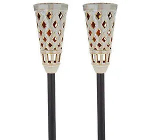 Energizer LED Ceramic Solar Tiki Torch Lights Dancing Lights Outdoor Waterproof 2 Pack by Outdoor Solar Outlet