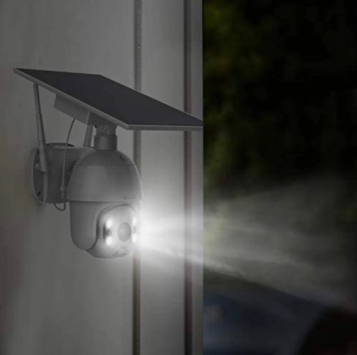 Outdoor Home Security Camera, Wireless WiFi Pan Tilt 360° View Spotlight Solar Battery Powered System, Motion Detection and Siren, Color Night Vision, 2-Way Talk, Remote by Outdoor Solar Outlet