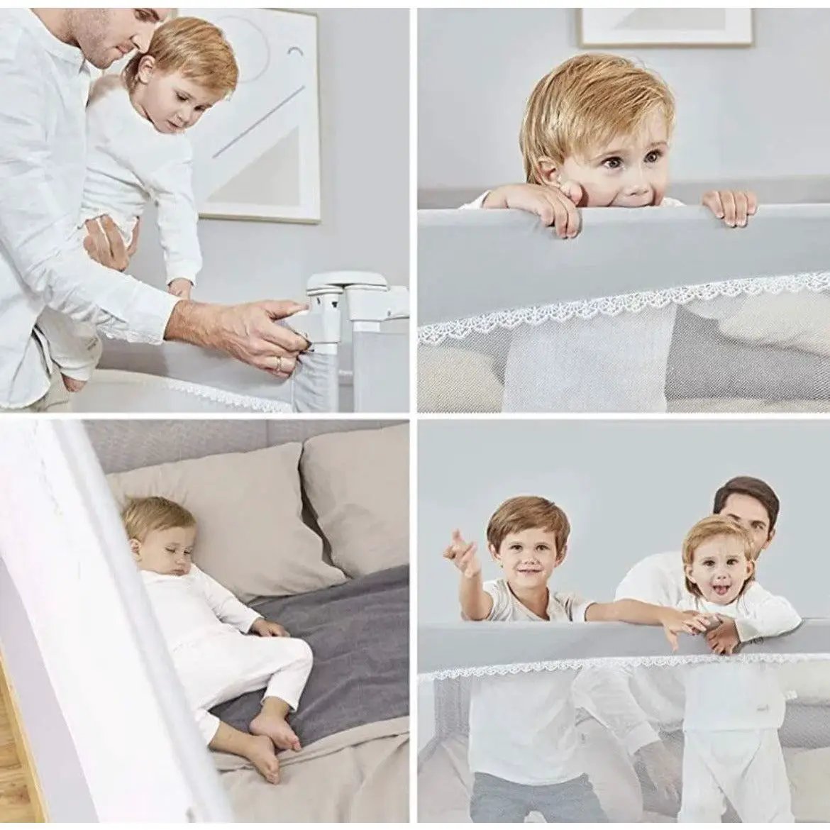 M MAYbabe Bed Rails for Babies and Toddlers, Extra Long and Tall Infants Bed Rail Guard Long Side of Kings or Queens(Grey-60 inches) by Selzalot