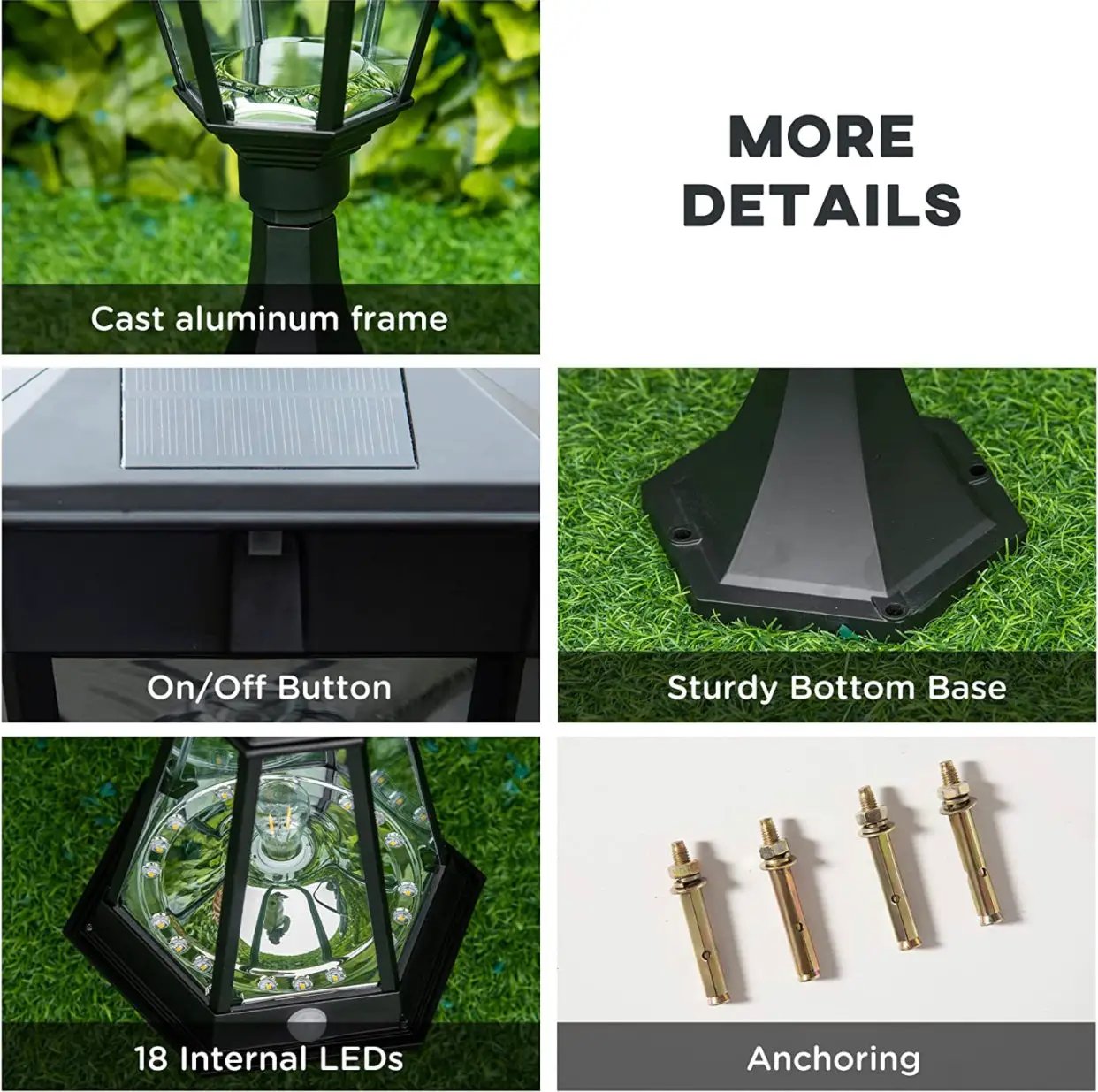 SmartYard 22" Solar Lamp Post Light, Outdoor Fixture with All Weather Aluminum, Motion Activated by Outdoor Solar Outlet