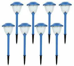 Energizer 8 Pack Solar Pathway Lights Outdoor-Stainless Steel(Blue) by Outdoor Solar Outlet