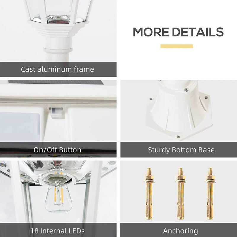 SmartYard 77" Solar Lamp Post Light, Waterproof Aluminum And Glass Outdoor Vintage Post Lamp by Outdoor Solar Outlet