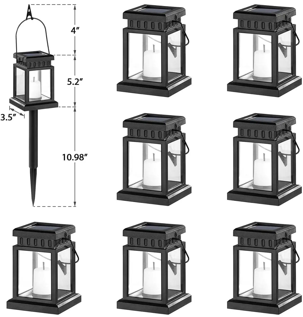 SmartYard 8 Pack Solar Pathway 10 lumen Hanging Candle Lantern Light- Warm White by Outdoor Solar Outlet