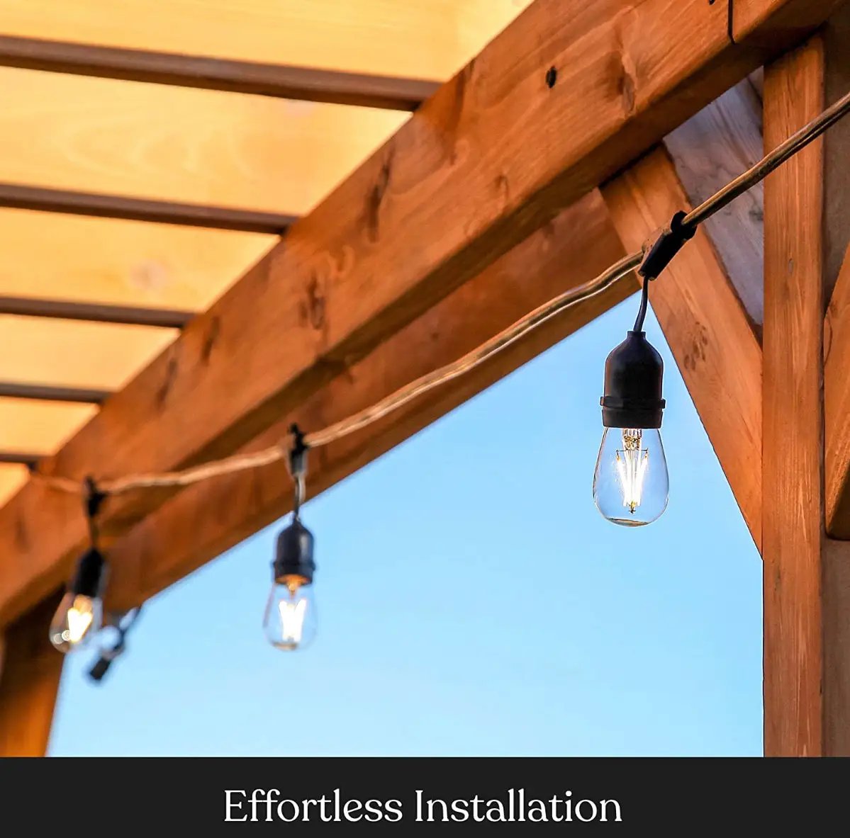 24Ft Plug-In LED Outdoor String Lights Waterproof- Hanging, Dimmable 2W Vintage Edison Bulbs by Outdoor Solar Outlet