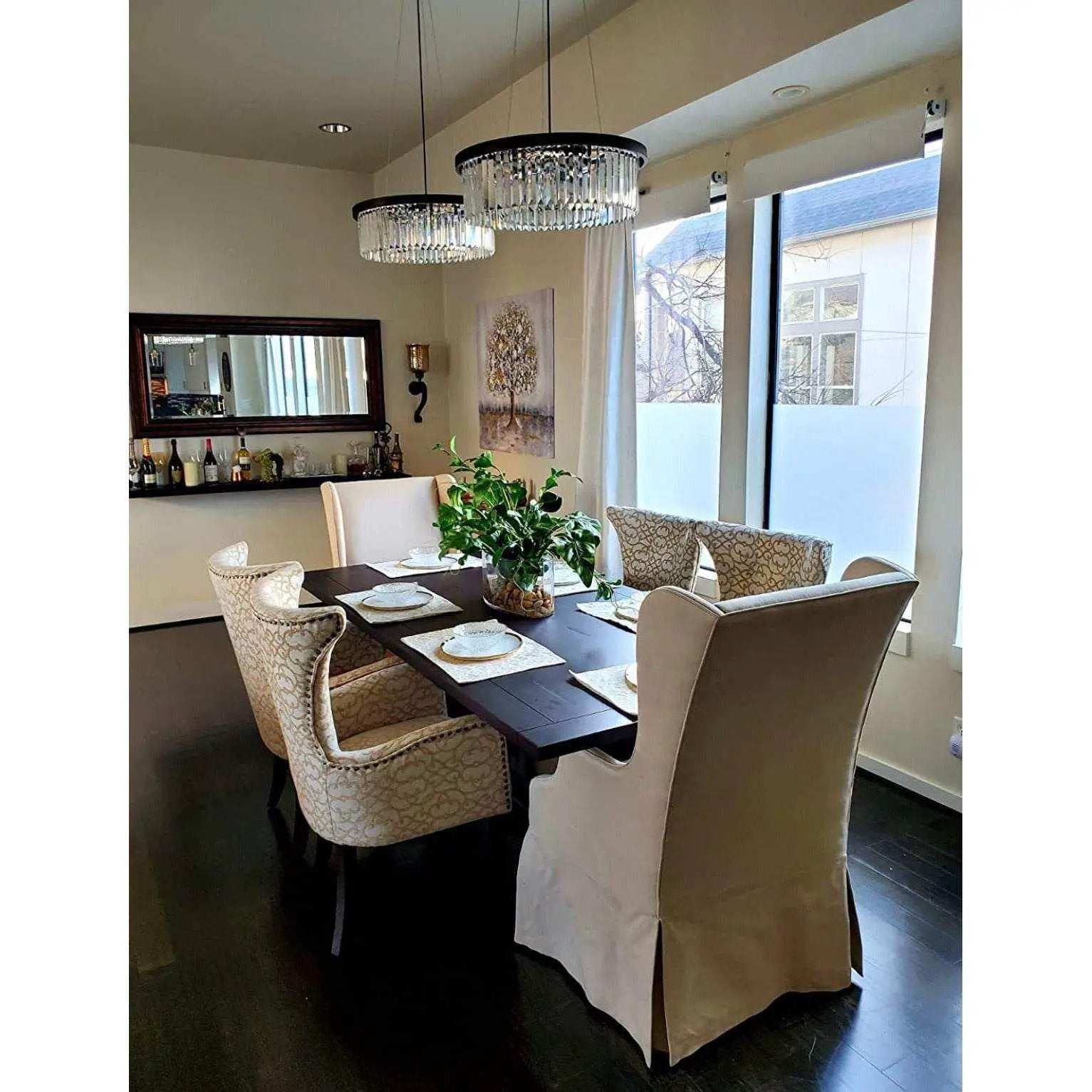 Wellmet Modern Crystal Chandelier for Dining Room, 6 Lights Black Farmhouse Crystal Pendant Light, Vintage Ceiling Lighting Fixture for Kitchen Island, Living Room, Bedroom, Hallway, Foyer, W-21.65”… by Selzalot