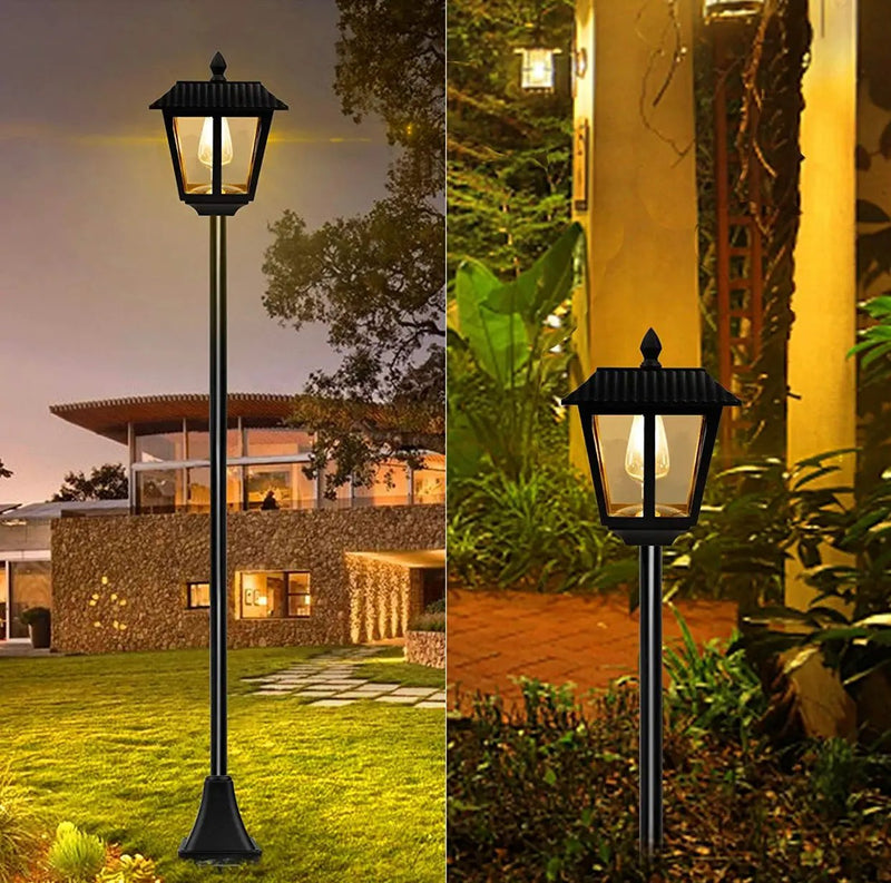 SmartYard 67 Inch Solar Lamp Post Lights, 100 Lumen Solar Powered Vintage Street Lights Outdoor, Warm White LED Edison Bulb Solar Post Light by Outdoor Solar Outlet