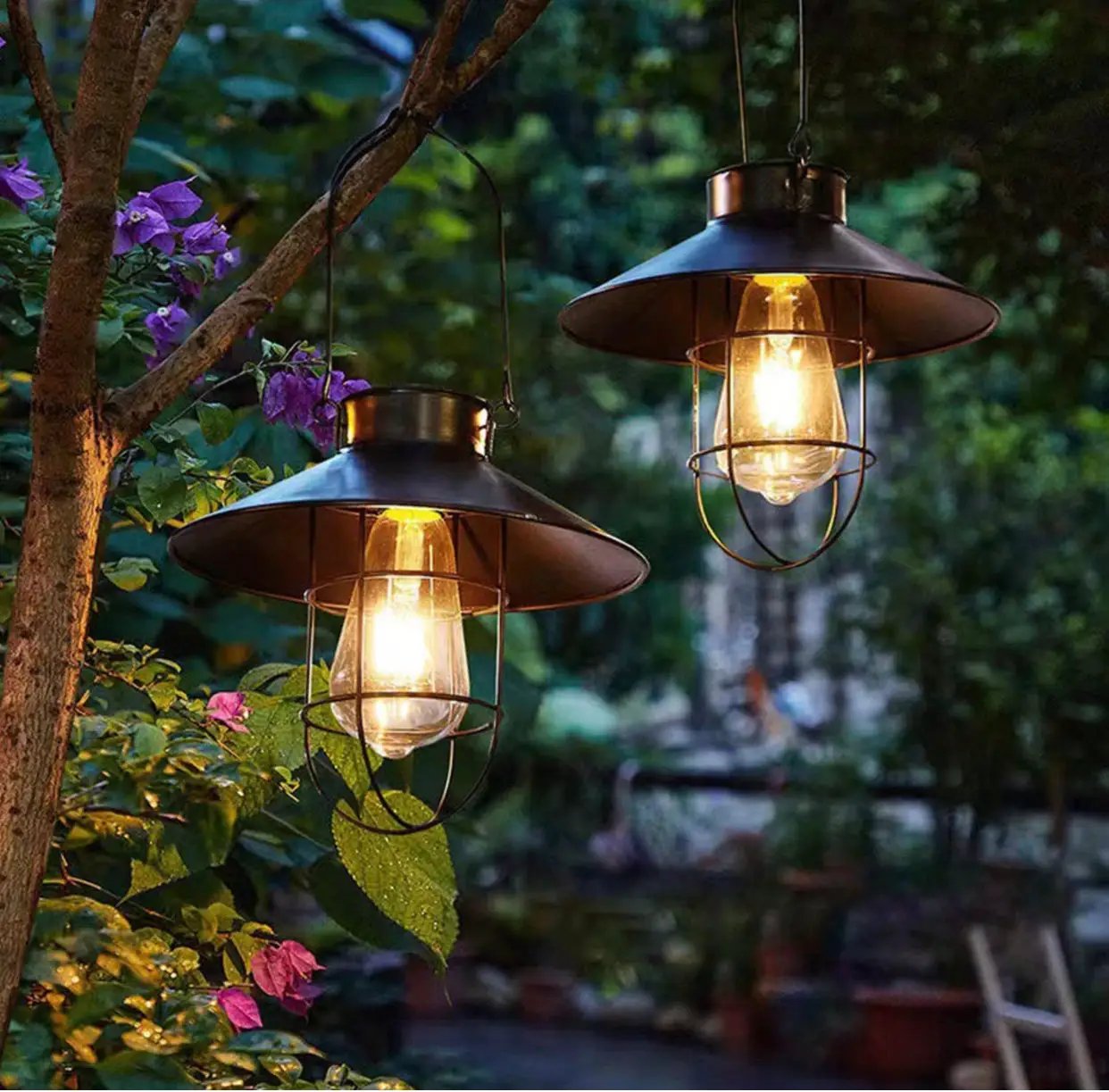Hanging Solar Lantern with Shepherd Hook 31 Inch by Outdoor Solar Outlet