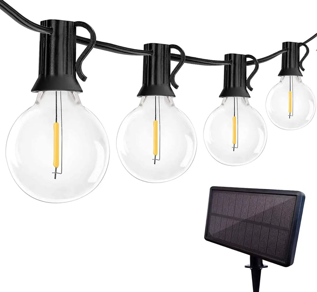 27 Ft Pro - Globe Solar LED Outdoor String Lights – Waterproof, G40 Retro Edison Filament Bulbs -Warm White by Outdoor Solar Outlet