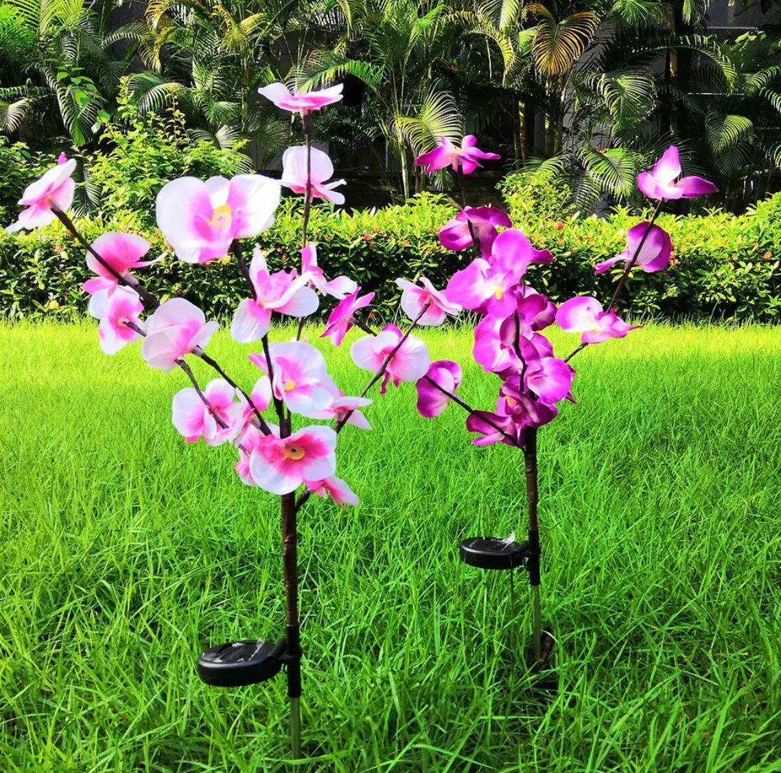 2 Pack Solar Orchid Flower Lights -40 Flowers by Outdoor Solar Outlet