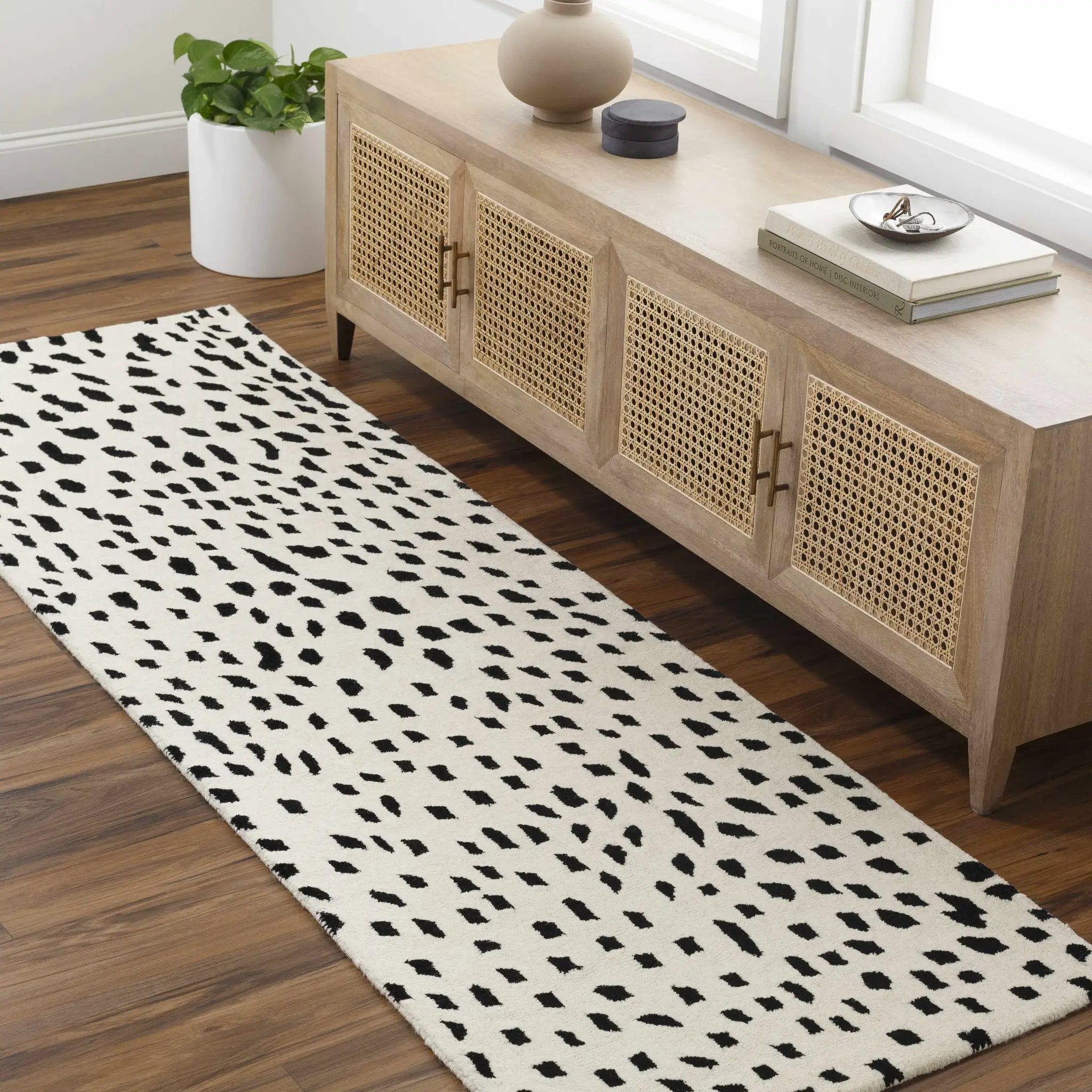 Athena White Giraffe Print Wool Rug by Boutique Rugs