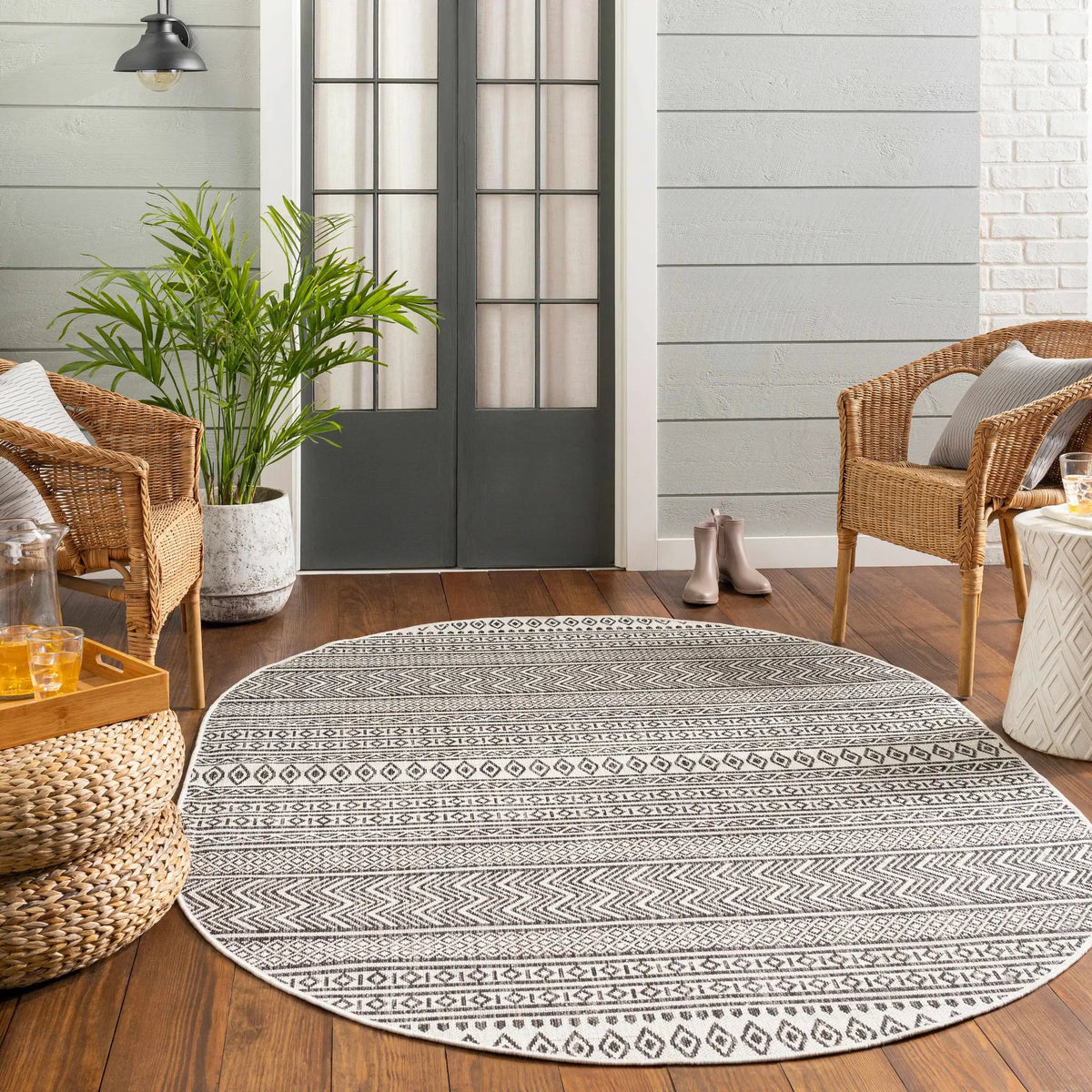 Imboden Black&White Outdoor Rug, photo 6 of 26