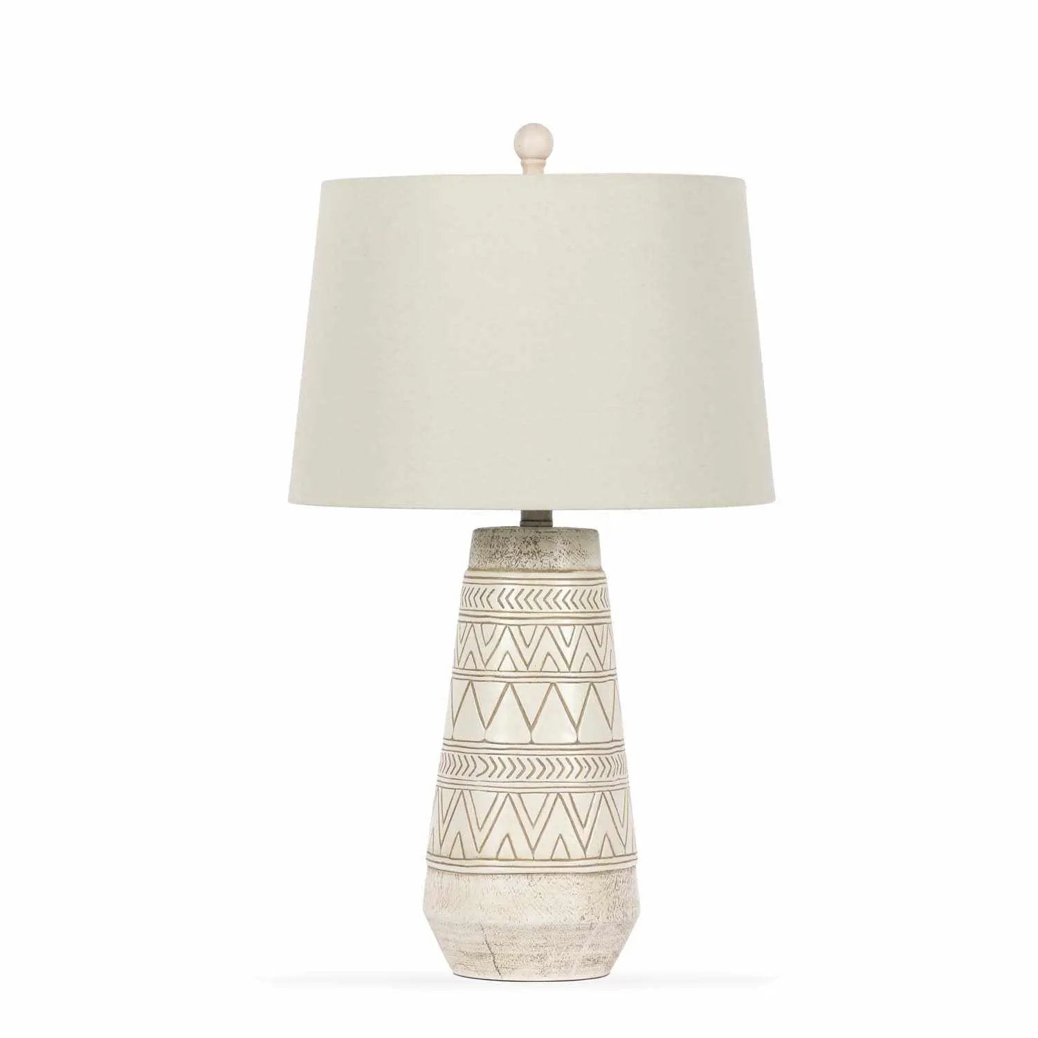 Tan and Cream Resin Lamp with White Linen Table Lamp - Clearance by Boutique Rugs