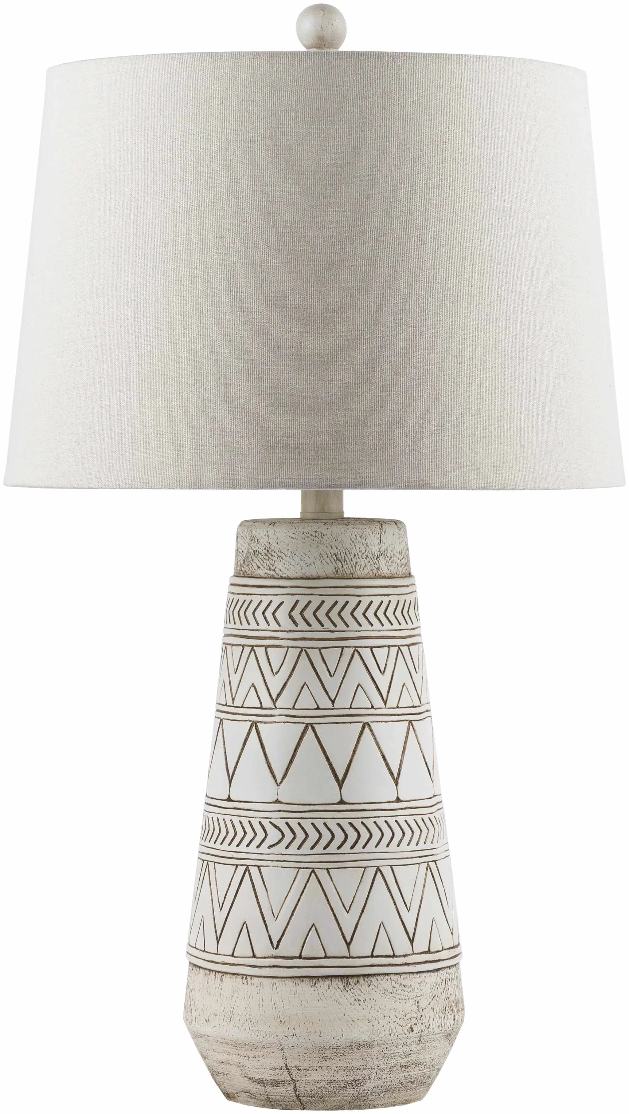 Tan and Cream Resin Lamp with White Linen Table Lamp - Clearance by Boutique Rugs