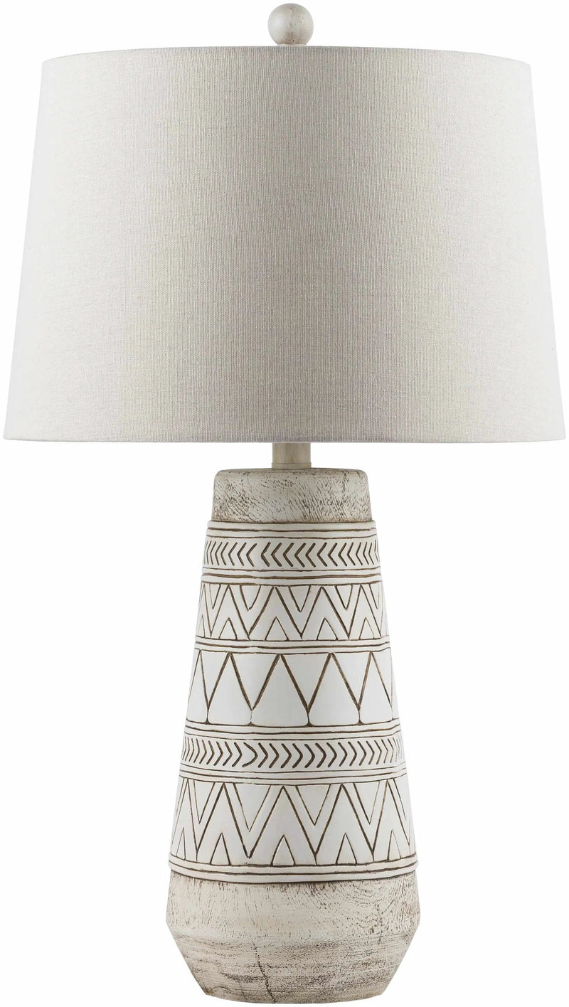 Tan and Cream Resin Lamp with White Linen Table Lamp - Clearance by Boutique Rugs