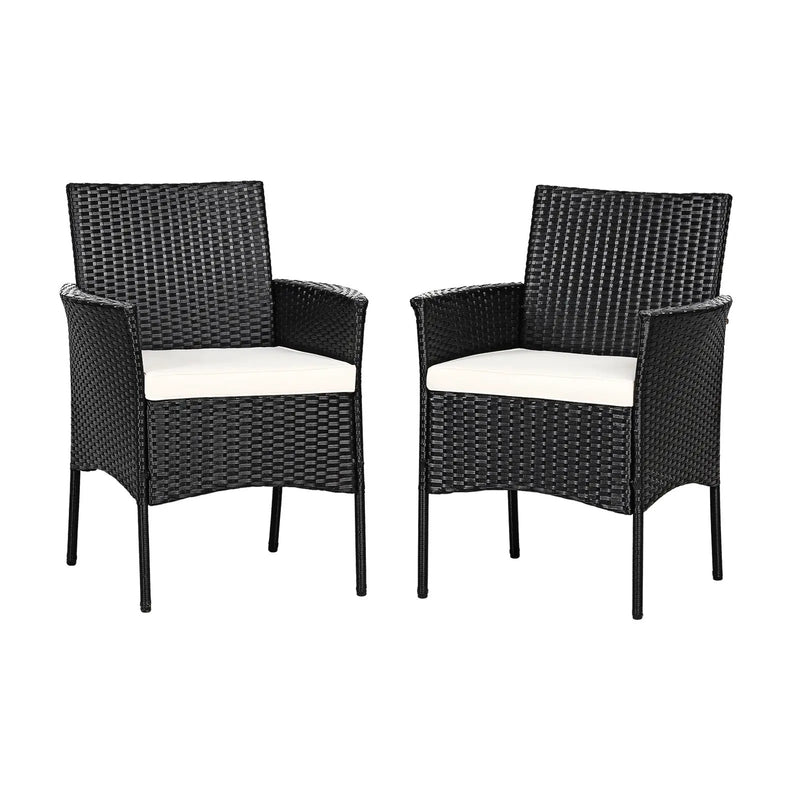 2 Pieces Patio Wicker Chairs with Cozy Seat Cushions by DirectDeals