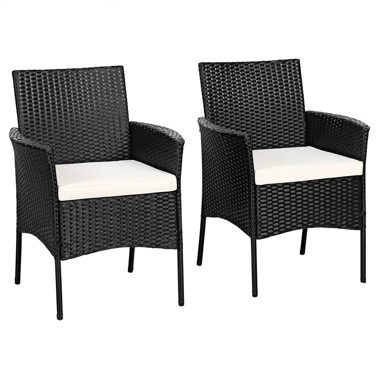2 Pieces Patio Wicker Chairs with Cozy Seat Cushions by DirectDeals
