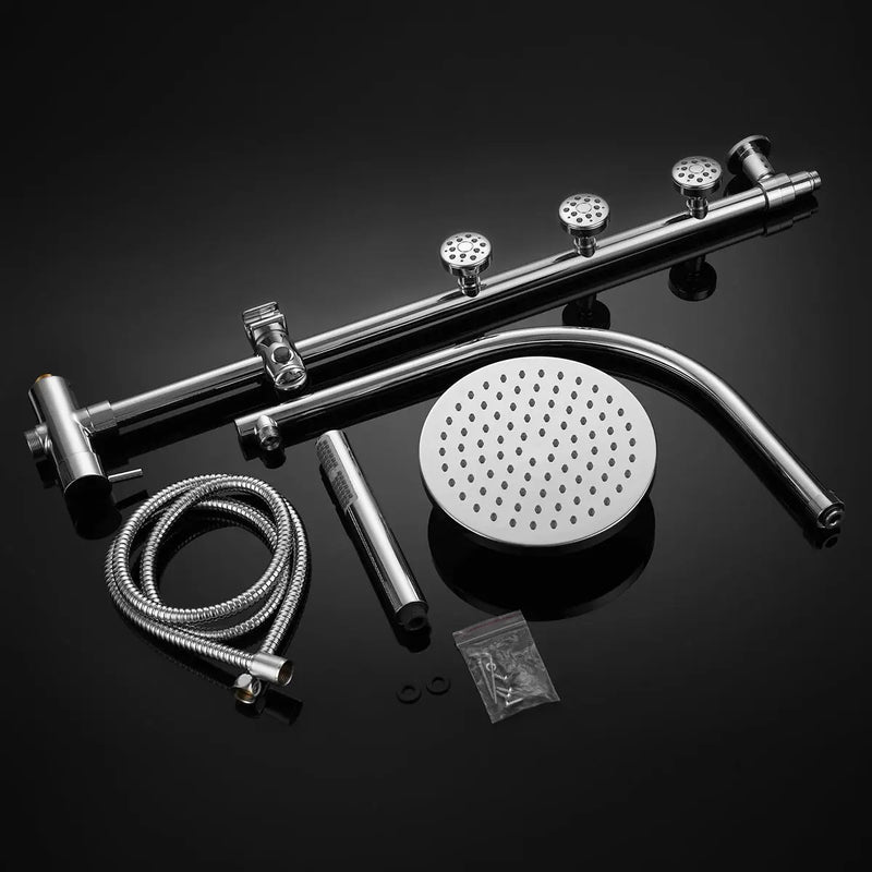 44 Inch Chrome Brass Rainfall Shower Panel Wall Mount with Hand Show by DirectDeals