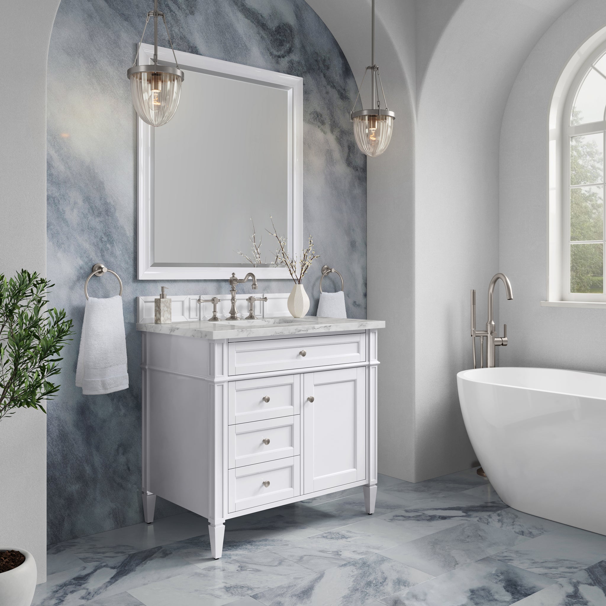 James Martin Brittany 36" Single Bathroom Vanity, Bright White, view 30