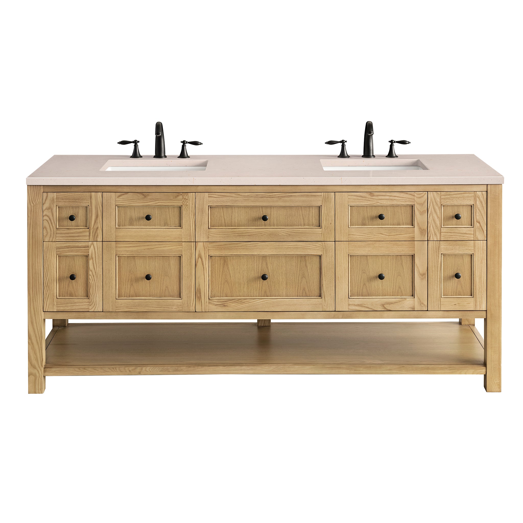 James Martin Breckenridge 72" Double Bathroom Vanity, Light Natural Oak with Eternal Marfil countertop