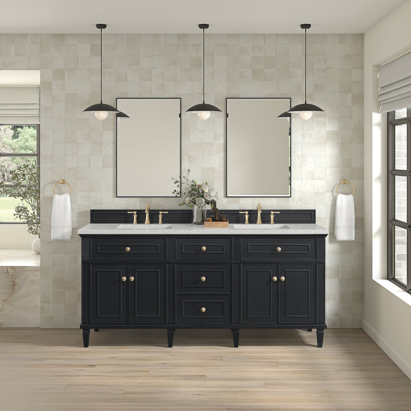 James Martin Lorelai 72" Double Bathroom Vanity, Black Onyx, view 23