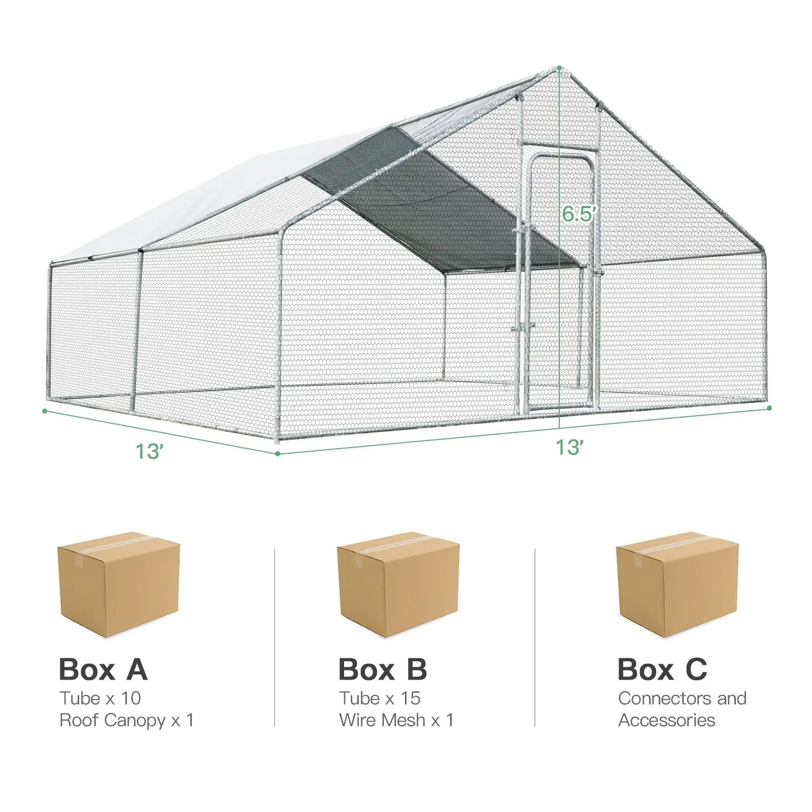 13 x 13 Feet Walk-in Chicken Coop with Waterproof Cover for Outdoor Backyard Farm by DirectDeals