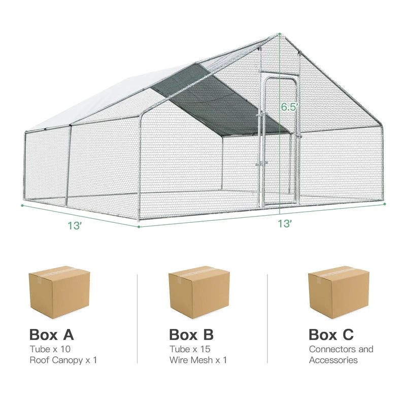 13 x 13 Feet Walk-in Chicken Coop with Waterproof Cover for Outdoor Backyard Farm by DirectDeals