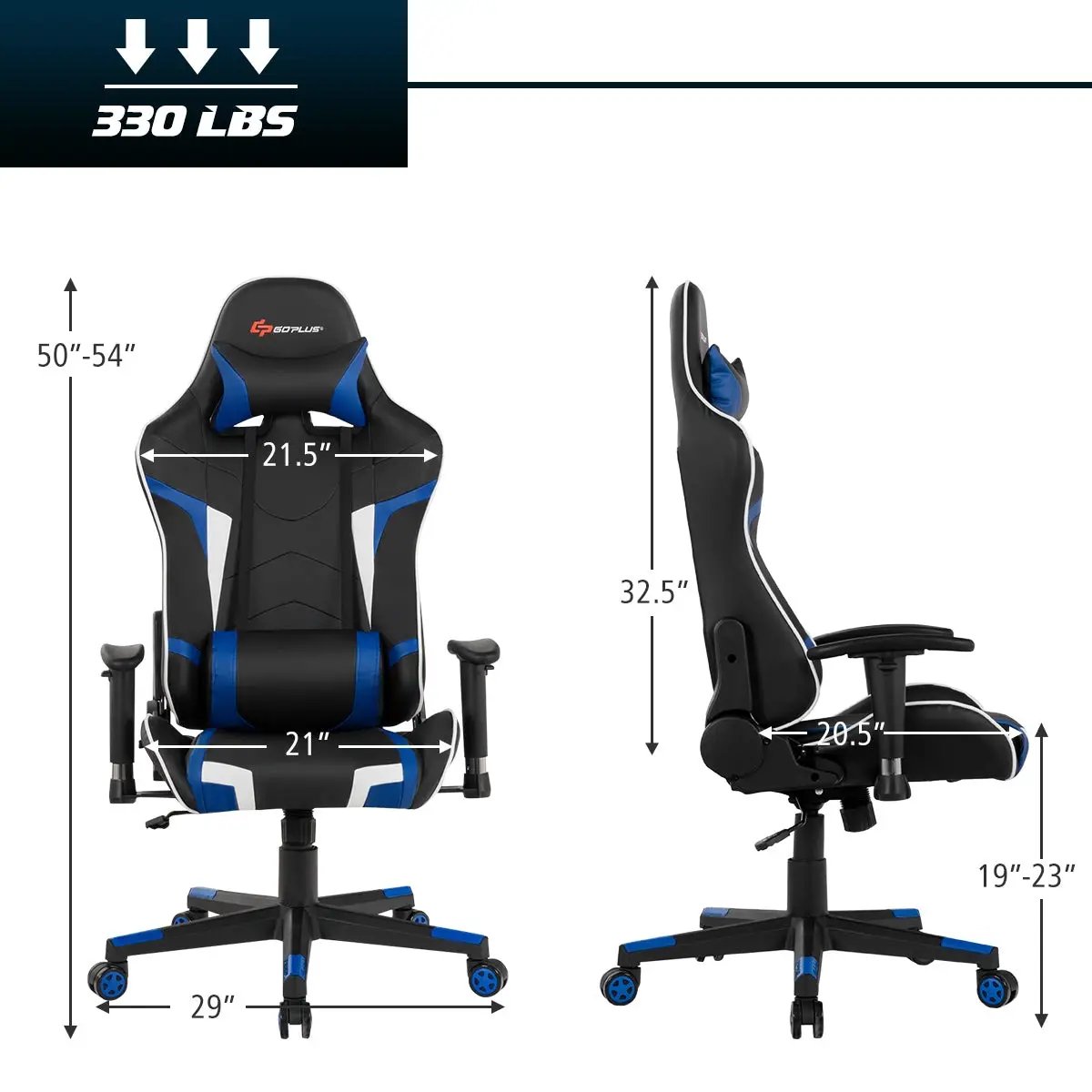 Reclining Swivel Massage Gaming Chair with Lumbar Support, photo 5 of 11