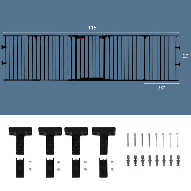 115 Inch Length 5 Panel Adjustable Wide Fireplace Fence by DirectDeals