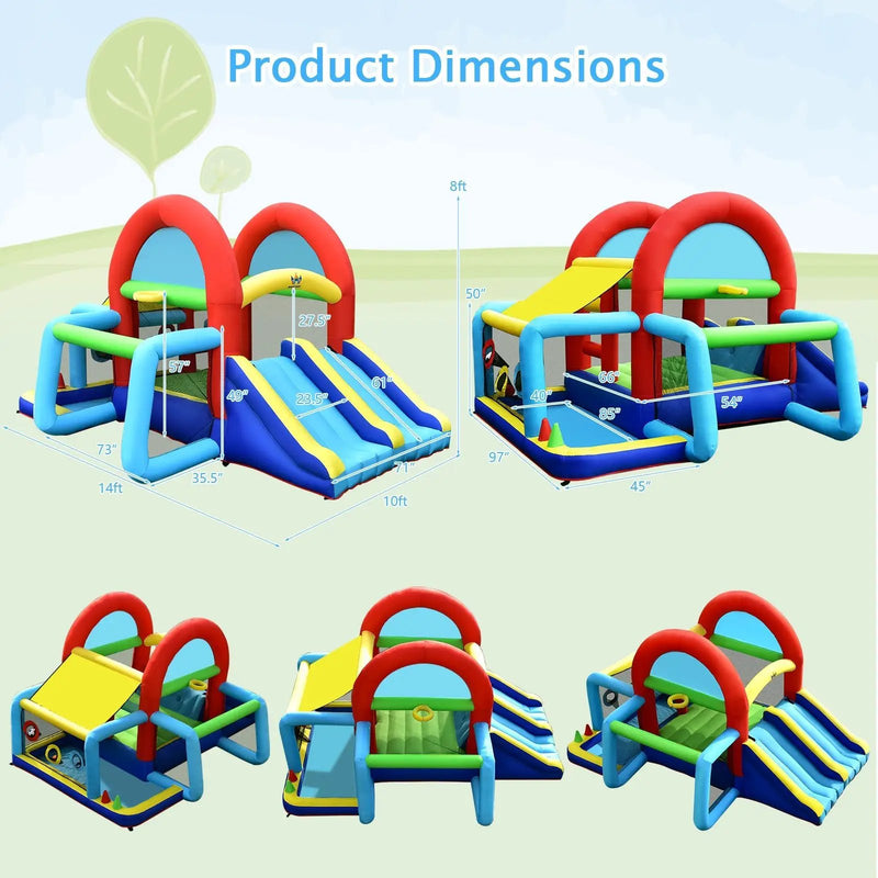 Inflatable Jumping Castle Bounce House with Dual Slides and 480W Blower by DirectDeals