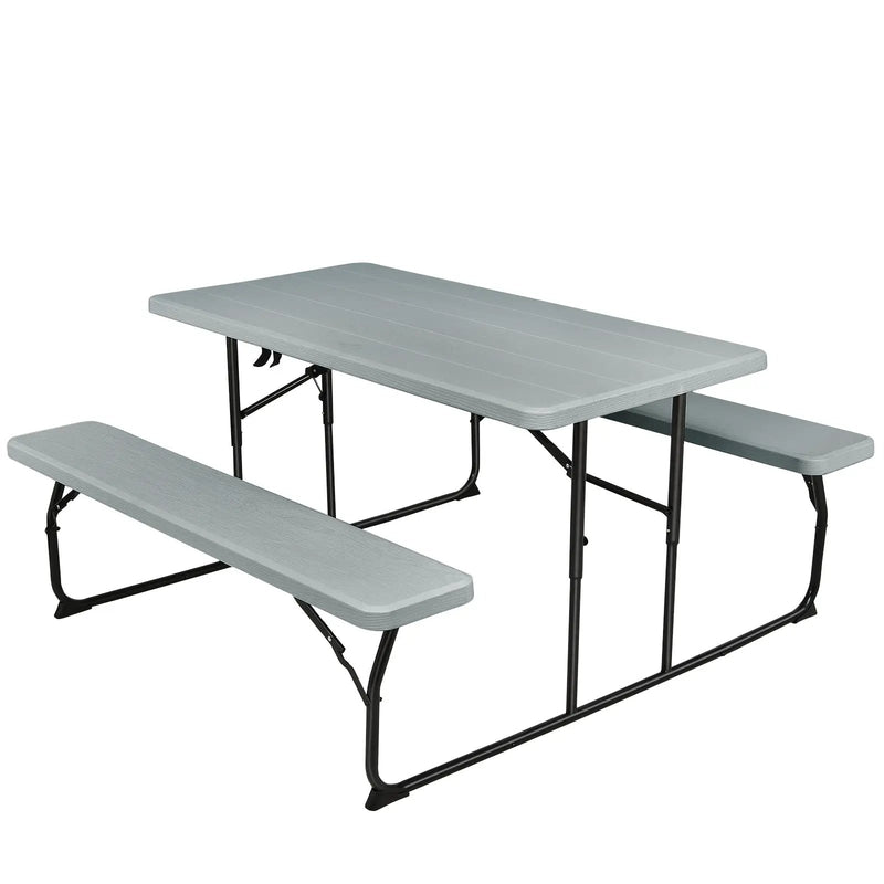 Indoor and Outdoor Folding Picnic Table Bench Set with Wood-like Texture by DirectDeals