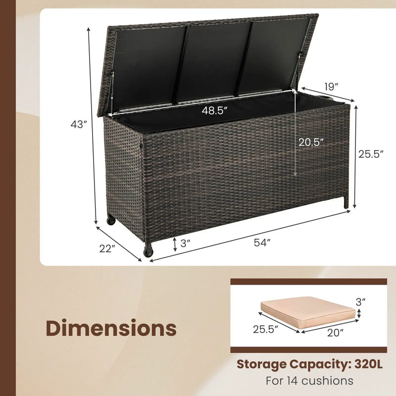 Indoor Outdoor 85 Gallon Storage Container with Waterproof Liner and Universal Wheels by DirectDeals