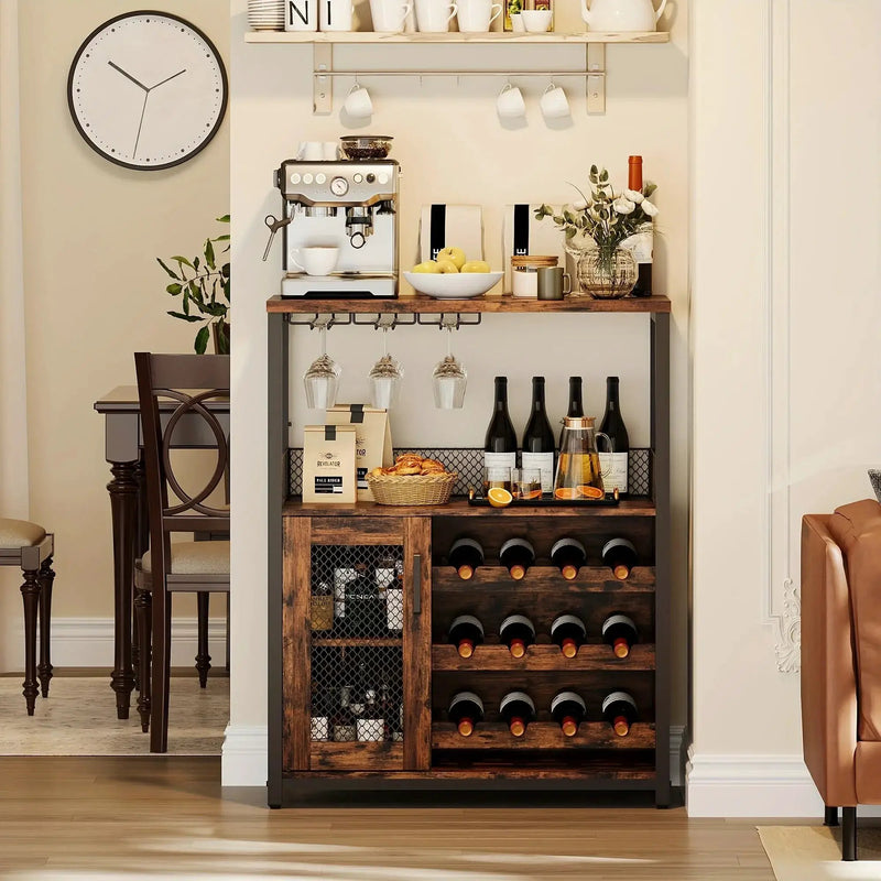 Industrial Metal Sideboard Buffet Cabinet with Wine Rack by House Of Avana