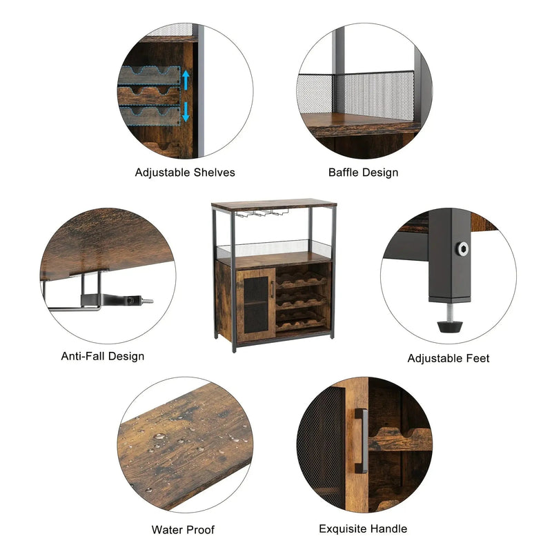 Industrial Metal Sideboard Buffet Cabinet with Wine Rack by House Of Avana