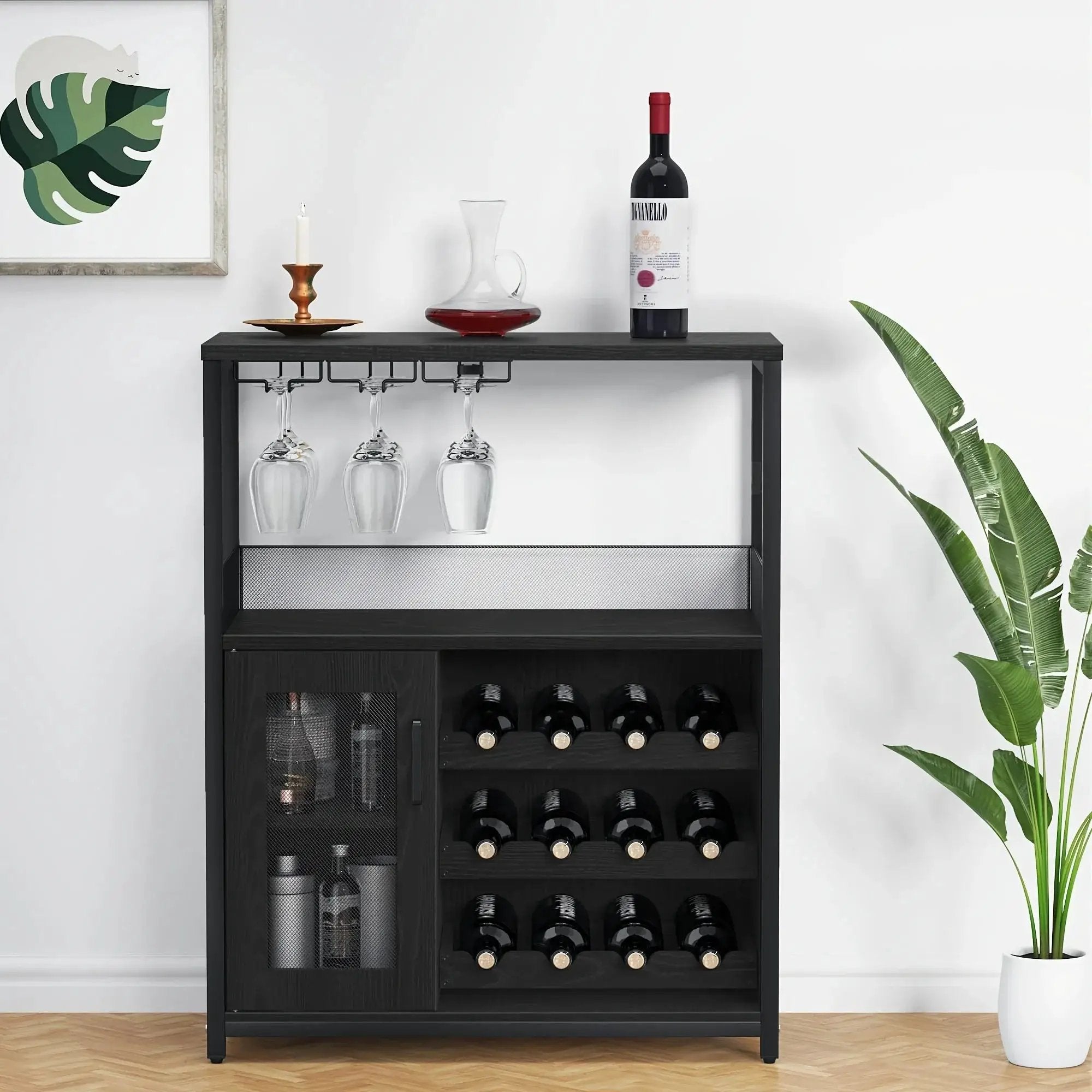 Industrial Metal Sideboard Buffet Cabinet with Wine Rack by House Of Avana