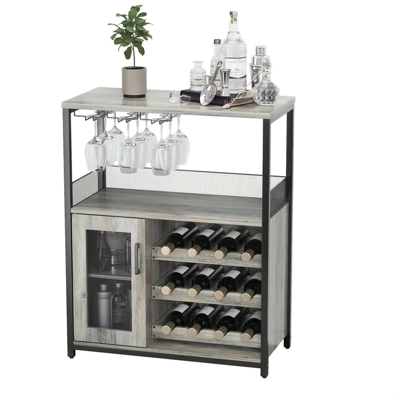 Industrial Metal Sideboard Buffet Cabinet with Wine Rack by House Of Avana