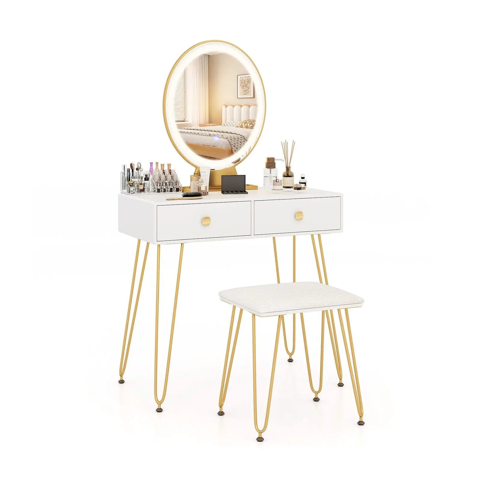 Industrial Makeup Dressing Table with 3 Lighting Modes by DirectDeals