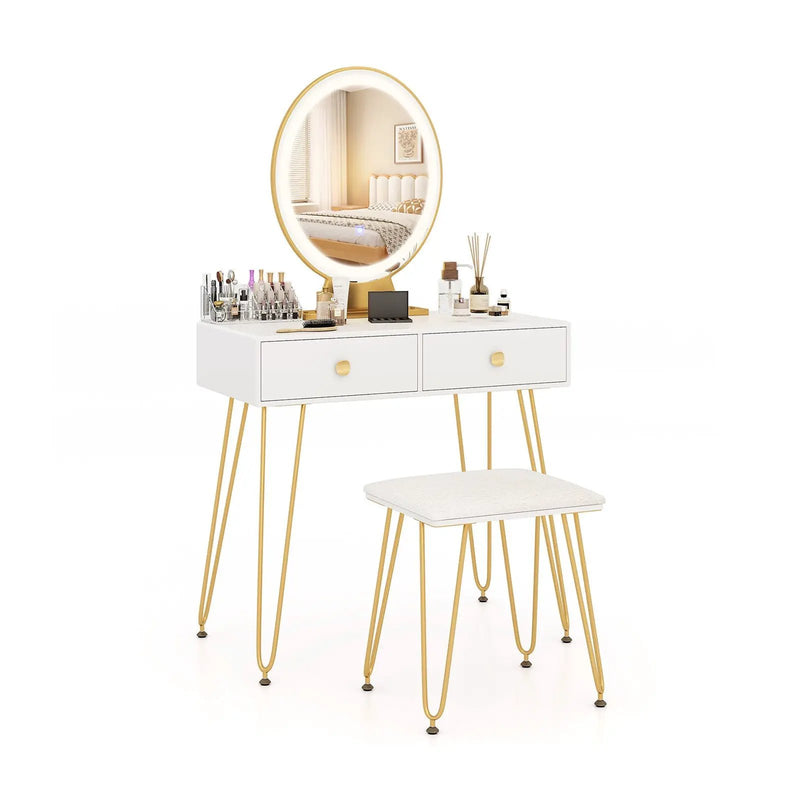 Industrial Makeup Dressing Table with 3 Lighting Modes by DirectDeals