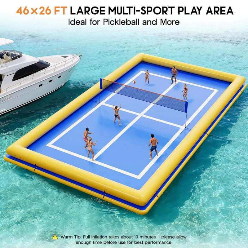 [26X46FT] Inflatable Commercial Floating Pickleball And Volleyball Court With Net (SAK39071) by SAKSBY WHOLESALE
