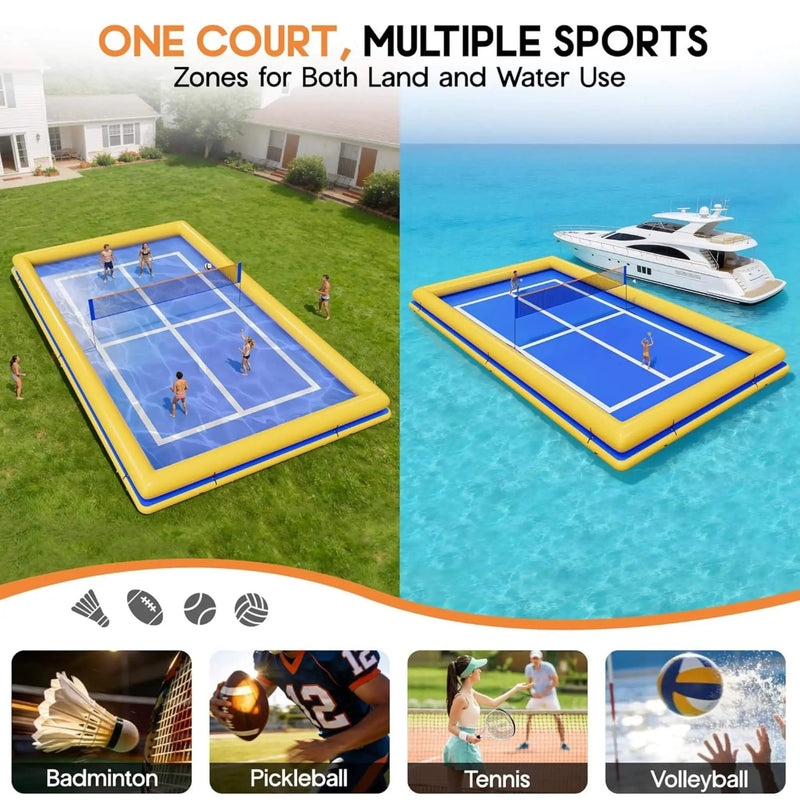 [26X46FT] Inflatable Commercial Floating Pickleball And Volleyball Court With Net (SAK39071) by SAKSBY WHOLESALE
